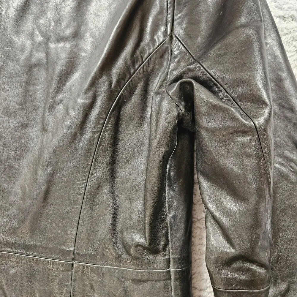 Coach Womens Black Leather Jacket Size XS Mid Length